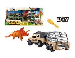 24 pieces 13" Dino Trasnport Truck 3 Pcs Diy Assembly Play Set (2 Asstd. Styles) - Cars, Planes, Trains & Bikes