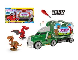 16 of 16.5" Dino Truck Carrier With Diy Assembly Dinosaur, Light & Sound (2 Asstd. Colors)