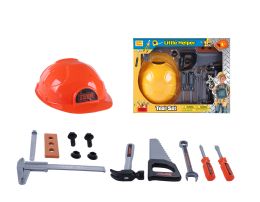 18 pieces Tools & Hard Hat Play Set ( 1 Pcs Set ) (2 Asstd. Colors) - Toy Sets