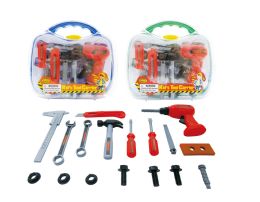 18 pieces 12" Tool Box Carrier 18 Pcs Play Set (2 Asstd. Colors) - Toy Sets