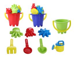 48 pieces 5" Sand Bucket 9 Pcs Play Set (3 Assdt. Colors) - Toy Sets