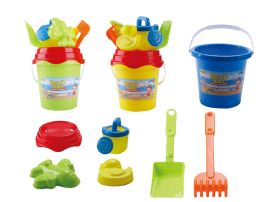 24 pieces 7.5" Sand Bucket 8 Pcs Play Set (3 Asstd. Colors) - Toy Sets