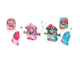 9 pieces 18" Kitchen Play Set (Wheel Luggage) Light & Sound With Accessories 2 (Assdt. Colors) Jumbo Size - Toy Sets