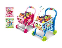 10 of 19" Assembled Shopping Cart  With Accessoies With Light & Sound 38 pcs Play Set (2 Asstd. Colors) Jumbo Size