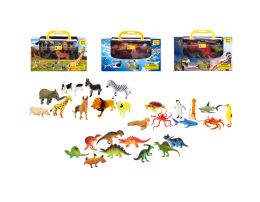 24 of Carry Case (Each 10 Pcs) Jungle, Dinosaur & Ocean Play Sets (3 Asstd. Styles)