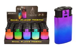 24 Pieces Dual Flame Lighter (flame & Torch) (rainbow Metallic) - Lighters