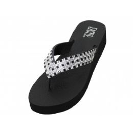 18 Pairs Women's Rhinestone Upper Wedge Comfortable Eva Sandals (black Silver Color) - Women's Sandals