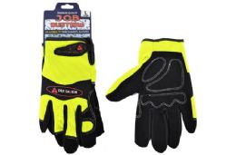 6 Pairs Mechanics Gloves (hI-Vis Yellow) (large) - Working Gloves