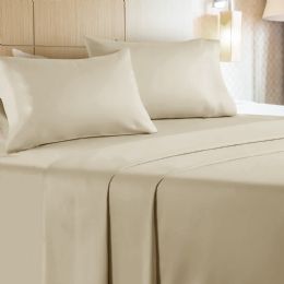 6 of 4 Piece Microfiber Bed Sheet Set Twin Size In Camel
