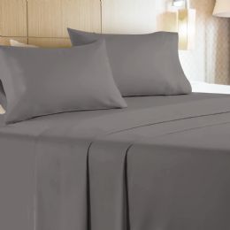 6 of 4 Piece Microfiber Bed Sheet Set Twin Size In Charcoal