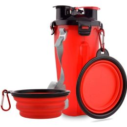 12 of 5 In 1 Red Pet Water And Snack Bottle With Collapsible Bowl C/p 12