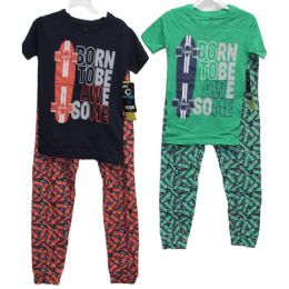24 Wholesale 2pc Inborn To Be Awesome In Boys Sleep Set (2 Asst Prints -Size: 4/5,6/7,8/10,12/14) C/p 24