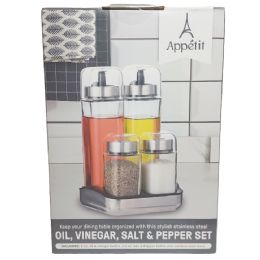 12 of 4 Pc Salt/pepper/vinegaR-Oil Set C/p 12