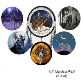 12 Pieces 6.5" Mandalas [6 Assorted Styles] Wolves - Home Accessories