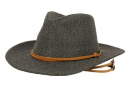12 of Poly/wool Fedora With Leather Band & Chin Strap