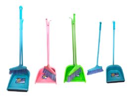 24 Pieces Plastic Dustpan And Broom Set In Pink, Blue, And Green - Cleaning Products