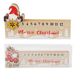 18 pieces Tabletop Countdown Calendar Mdf W/sliding Gnome 2ast DoublE-Sided Number Pvc Box W/label - Home Accessories