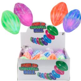 24 pieces Football LighT-Up Neon Tpr Bouncing 5.5in 12pc Pdq 4ast Colors - Light Up Toys