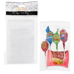 48 pieces Treat Bag Zip Seal 40ct All Occasion Clear Pe Plstc 3.8x5.75 Party Opp - Store