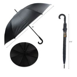 48 Pieces 48 Inch All Black Umbrella - Umbrellas & Rain Gear
