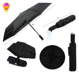 60 Pieces 39 Inch Black Umbrella With Flash Light - Umbrellas & Rain Gear