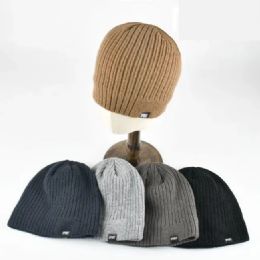 Plush Lined Knit Ribbed Beanie Solid Colors