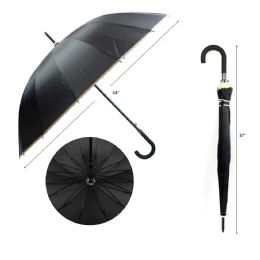 48 Pieces 44 Inch Black Umbrella - Umbrellas & Rain Gear