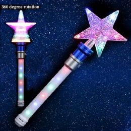 24 Pieces 14.5" Spinning Star Wand With Lights & Sound - Light Up Toys
