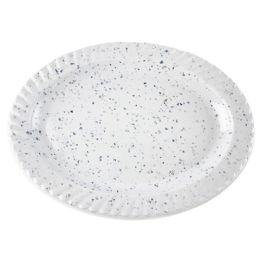 24 Pieces 14" Marble Doted Melamine Oval Plate - Plastic Dinnerware