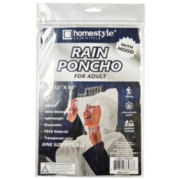 48 Wholesale Adult Peva Rain Poncho Clear