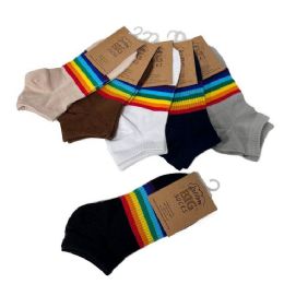 100% Cotton Ankle Socks (rainbow) Mens 10-13