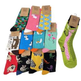 Fun Print Crew Socks Mens 10-13 (animals)