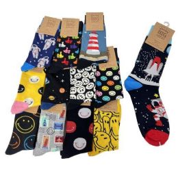 Fun Print Crew Socks Mens 10-13 (assorted)