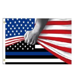 24 Pieces 3'x5' American Flag Revealing Thin Blue Line Flag - Flag