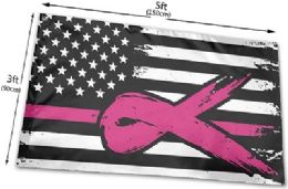 24 Pieces 3'x5' Pink Ribbon/pink Line Flag - Flag