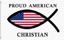 24 Pieces 3'x5' Proud American Christian Flag - Flag
