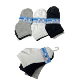3pc Child's Ankle Socks Size 2-4 (black/gray/white)