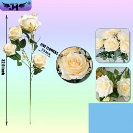 24 Pieces Flower - 32" Champagne Color 5 Head Roses - Garden Decor