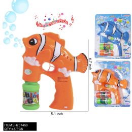 48 Pieces Clownfish Bubble Gun Solid Color 2 Asst - Toy Weapons