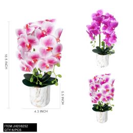 6 Pieces Pot FlowerOrchid 16.5" - Artificial Flowers