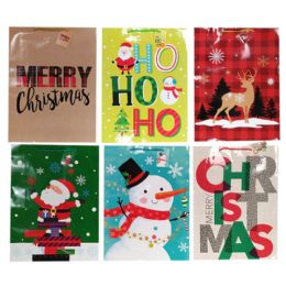 96 Pieces 2pk Jumbo Xmas Bag Glossy - Christmas Gift Bags and Boxes