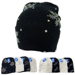 Ab Rhinestone Knitted Cuffed Hat (assorted Styles)