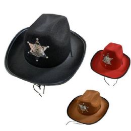24 of Adult's Felt Cowboy Hat With Deputy Sheriff Badge