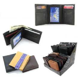 24 Pieces Genuine Top Grain Leather Wallet Assortment With Display - Leather Wallets