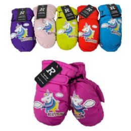 24 Pairs Girl's Puffy Insulated Mittens [unicorn] - Kids Winter Gloves