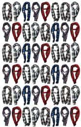 48 Pieces Yacht & Smith Assorted Plaid Fleece Scarfs - 60"x12" Inches - Winter Scarves