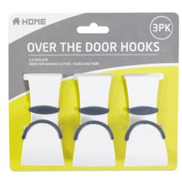 24 pieces Hooks 3pk Plastic W/ Tpr NO-Slip Trim OveR-ThE-Door 3.27in Housewares Tcd - Hooks