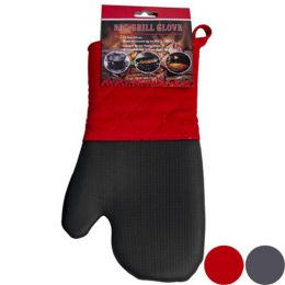18 of Bbq Grill Mitt Neoprene/cotton/polyester 2ast Colors Bbq Headerred/grey 12.5in