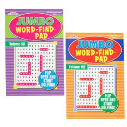 24 pieces Word Find Jumbo Flip Pad 160 Pg 2 Titles In Counter Display - Crosswords, Dictionaries, Puzzle books