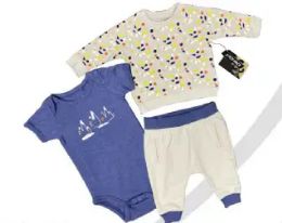 48 Wholesale Newborn 3 Piece Set 100% French Terry Cotton